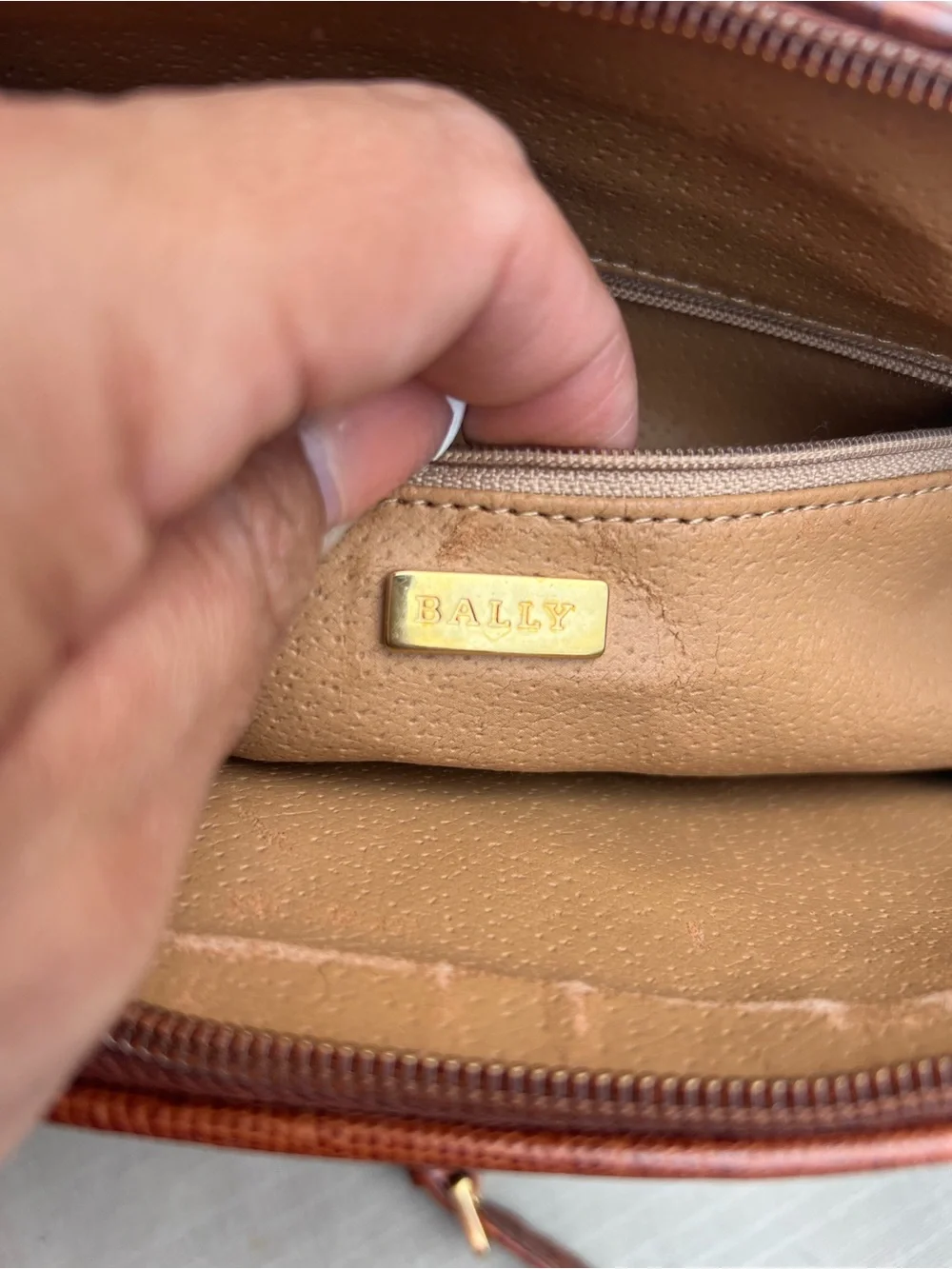 Bally Rust Brown Faux-Lizard Crossbody Bag